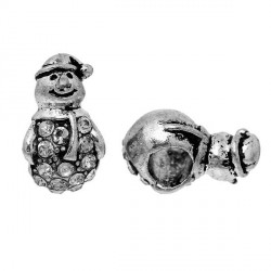 Charm Bonhomme de Neige strass blanc style Pandora - à l'unité